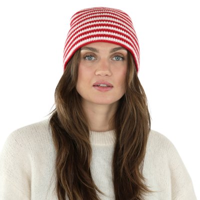 Beanies - Gårda Saint-Gervais Striped Wool Mix Beanie (red/white)