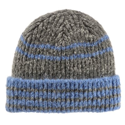 Beanies - Gårda Verbier Striped Wool Mix Beanie (grey/blue)