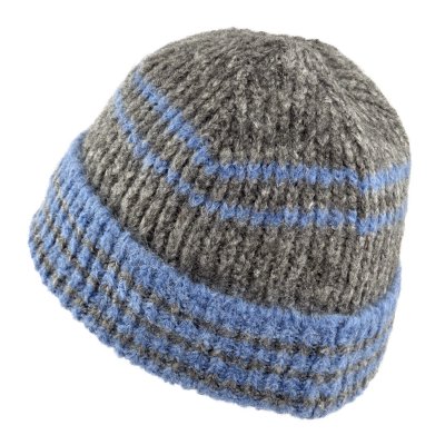 Beanies - Gårda Verbier Striped Wool Mix Beanie (grey/blue)