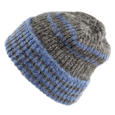 Beanies - Gårda Verbier Striped Wool Mix Beanie (grey/blue)