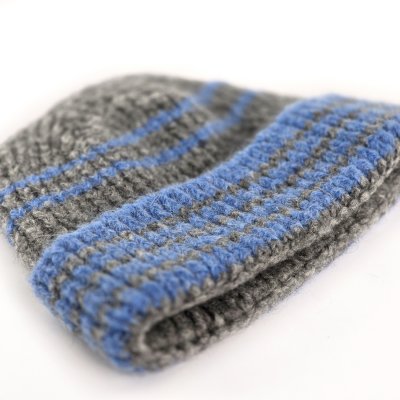 Beanies - Gårda Verbier Striped Wool Mix Beanie (grey/blue)