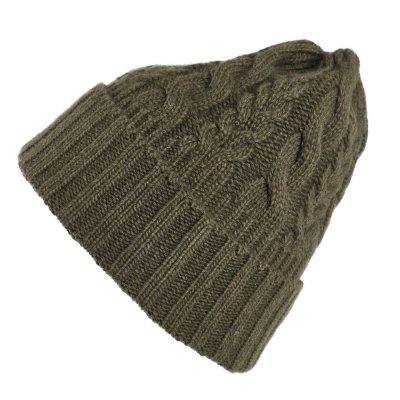 Beanies - Gårda Villars Cable Knit Wool Mix Beanie (moss green)