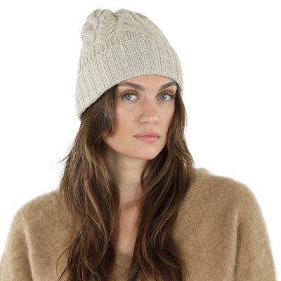 Beanies - Gårda Villars Cable Knit Wool Mix Beanie (beige)