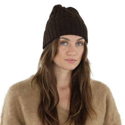 Beanies - Gårda Villars Cable Knit Wool Mix Beanie (brown)