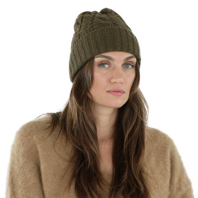 Beanies - Gårda Villars Cable Knit Wool Mix Beanie (moss green)