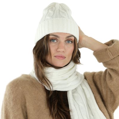 Beanies - Gårda Bad Gastein Cable Knit Wool Mix Beanie (white)