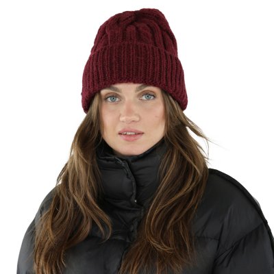 Beanies - Gårda Bormio Cable Knit Wool Mix Beanie (bordeaux)