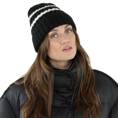 Beanies - Gårda Les Deux Alpes Striped Merino Mix Beanie (black/white)