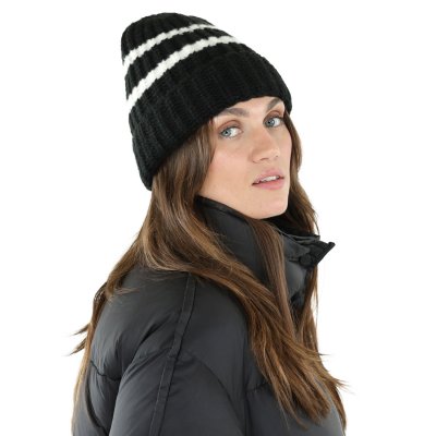 Beanies - Gårda Les Deux Alpes Striped Merino Mix Beanie (black/white)