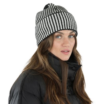 Beanies - Gårda Megève Striped Cashmere Mix Beanie (black/white)
