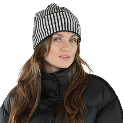 Beanies - Gårda Megève Striped Cashmere Mix Beanie (black/white)