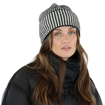 Beanies - Gårda Megève Striped Cashmere Mix Beanie (black/white)
