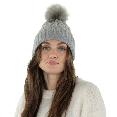 Beanies - Gårda Saas-Fee Cable Knit Wool Mix Beanie (grey)