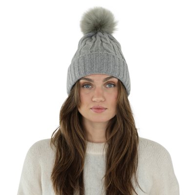Beanies - Gårda Saas-Fee Cable Knit Wool Mix Beanie (grey)