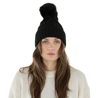 Beanies - Gårda Saas-Fee Cable Knit Wool Mix Beanie (black)