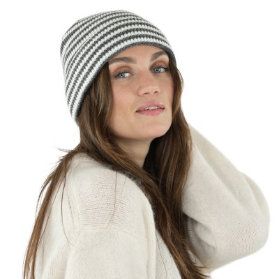 Beanies - Gårda Saint-Gervais Striped Wool Mix Beanie (dark grey/white)