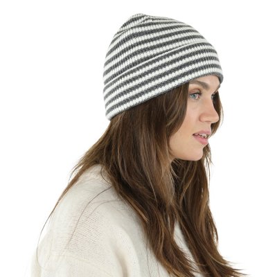 Beanies - Gårda Saint-Gervais Striped Wool Mix Beanie (dark grey/white)