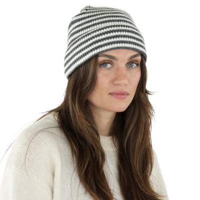 Beanies - Gårda Saint-Gervais Striped Wool Mix Beanie (dark grey/white)