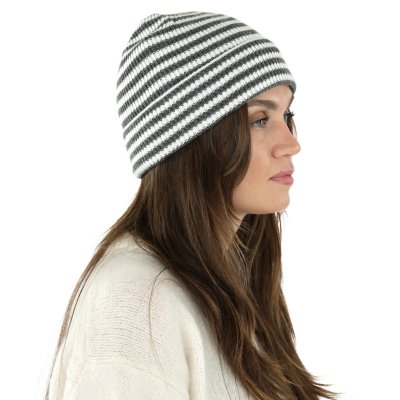 Beanies - Gårda Saint-Gervais Striped Wool Mix Beanie (dark grey/white)
