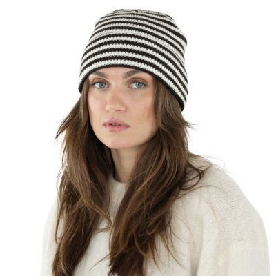 Beanies - Gårda Saint-Gervais Striped Wool Mix Beanie (brown/white)
