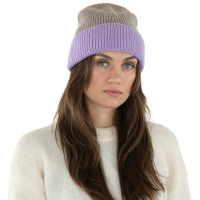 Beanies - Gårda St. Moritz Merino Wool Beanie (purple/beige)