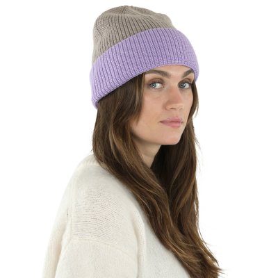 Beanies - Gårda St. Moritz Merino Wool Beanie (purple/beige)