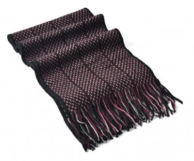 Scarfs - Gårda ZigZag Knitted Tassel Scarf (Black/Wine)