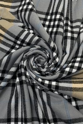 Scarfs - Gårda Large Check Tassel Scarf (Grey)