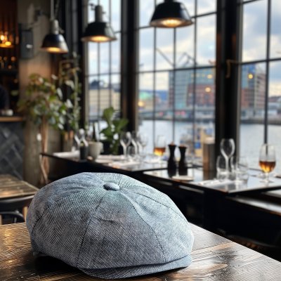 Flat cap - Gårda Palizzi Marina Linen Newsboy Cap(blue)