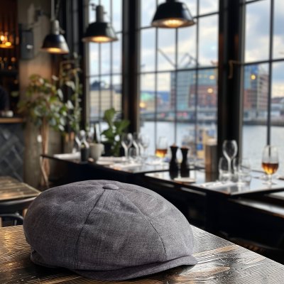 Flat cap - Gårda Palizzi Marina Linen Newsboy Cap (grey)