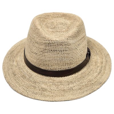 Straw Hat - Gårda Funchal Raffia Fedora (light natural/dark brown)