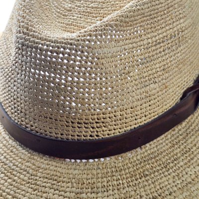 Straw Hat - Gårda Funchal Raffia Fedora (light natural/dark brown)