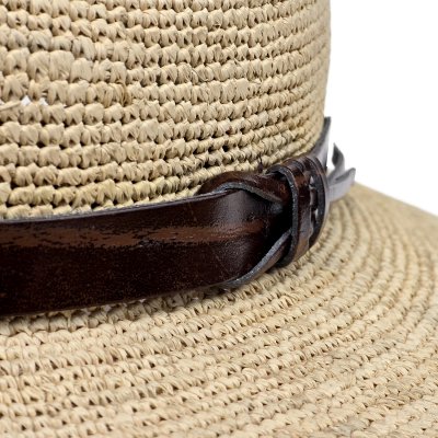Straw Hat - Gårda Funchal Raffia Fedora (light natural/dark brown)
