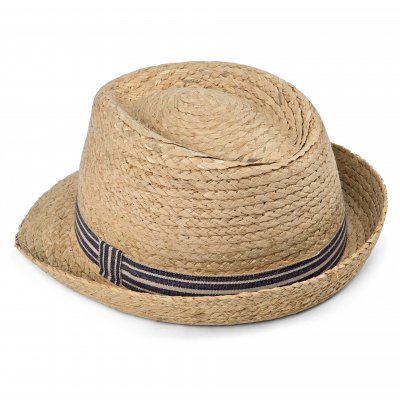 Straw Hat - Gårda Marzagan Raffia Trilby (natural/blue)