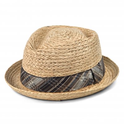 Straw Hat - Gårda Tarajal Raffia Trilby (light natural/grey)