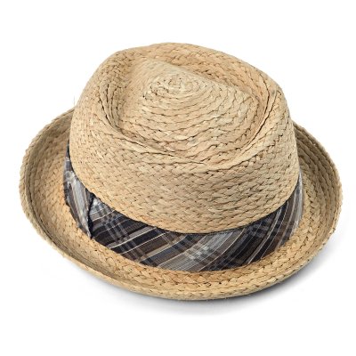 Straw Hat - Gårda Tarajal Raffia Trilby (light natural/grey)