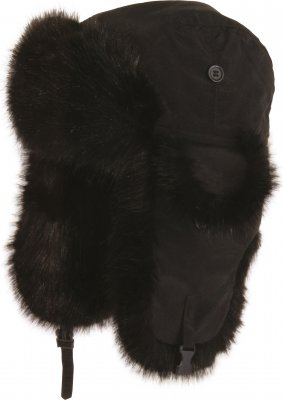 Winter Hat - MJM Trapper Hat Taslan with Faux Fur (Black)